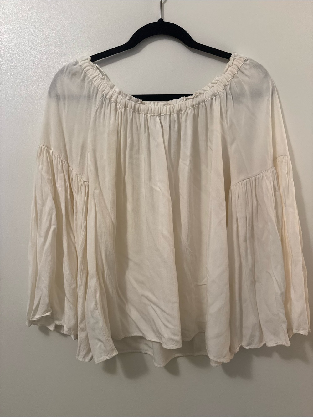 LOFT Flowy Off-Shoulder Cream Peasant Top